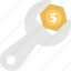financial tool, marketing, money making, money workshop, wrench and coin 
