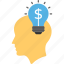 brain dollar bulb, creative marketing, innovation, marketing idea, marketing strategy 