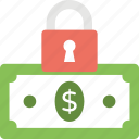financial insurance, financial protection, financial security, money with padlock, safe banking 