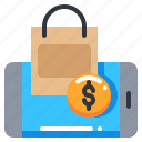 bag, dollar, money, online, shopping, smartphone