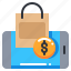 bag, dollar, money, online, shopping, smartphone 