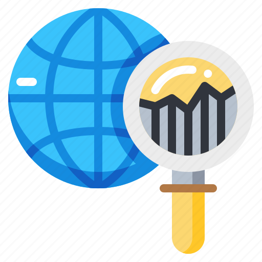 Analysis, global, graph, magnify, report, research, world icon - Download on Iconfinder