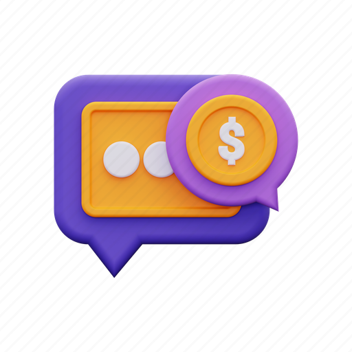 Payment conversation, payment, pay, message, chat, communication 3D illustration - Download on Iconfinder