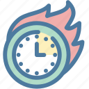 alarm, clock, deadline, efficiency, flame, productivity, time management