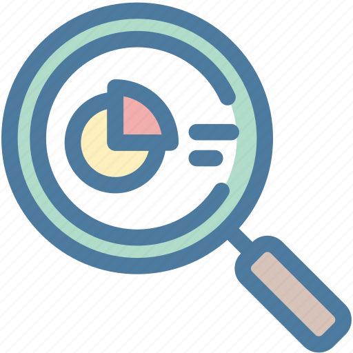 Analysis, analytics, diagram, magnifying glass, research, search, statisics report icon - Download on Iconfinder