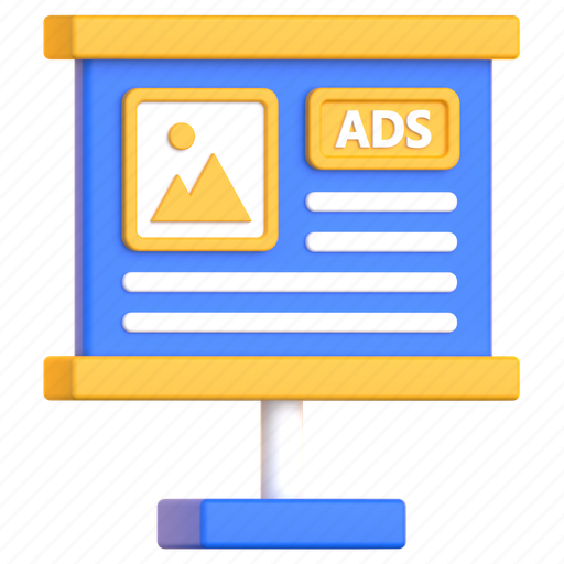 Billboard, advertisement, ad board, marketing, signboard, banner, advertising 3D illustration - Download on Iconfinder