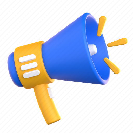 Megaphone, announcement, loud, advertisement, speaker, marketing, promotion 3D illustration - Download on Iconfinder