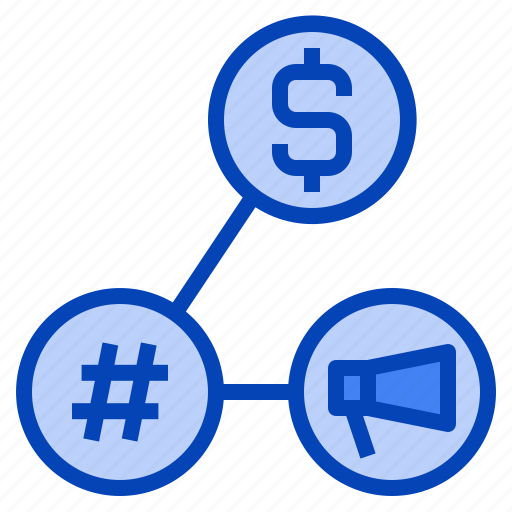 Dollar, hashtag, socialmedia, business, growth, megaphone, marketing icon - Download on Iconfinder