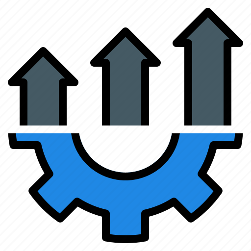 Gear, arrow, growth, marketing, analysis, up, business icon - Download on Iconfinder