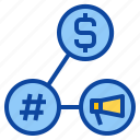 megaphone, growth, dollar, business, marketing, hashtag, socialmedia