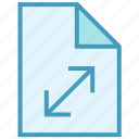 arrows, document, expand, file, page, paper