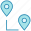 connection, direction, gps, locate, locations, pins, two 