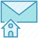 email, envelope, home, house, letter, mail, message 