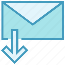 down arrow, email, envelope, letter, mail, message, receive 