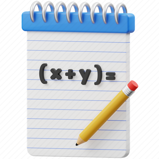 Algebra, formula, write, note, mathematics, math, calculator 3D illustration - Download on Iconfinder