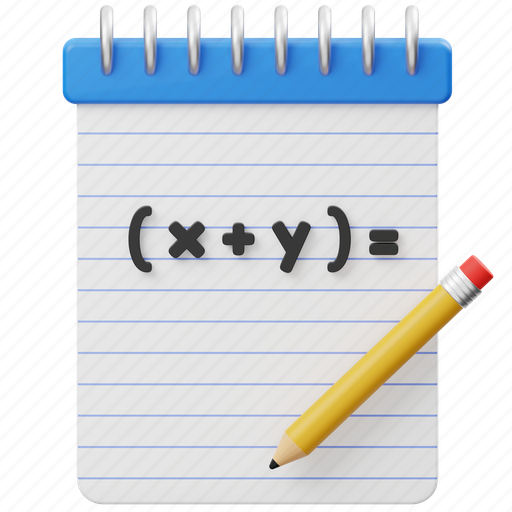 Algebra, formula, write, note, mathematics, math, education 3D illustration - Download on Iconfinder