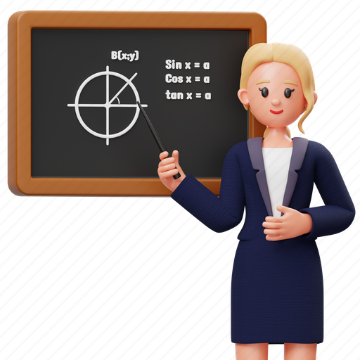 Teacher, woman, study, blackboard, education, school, classroom 3D illustration - Download on Iconfinder