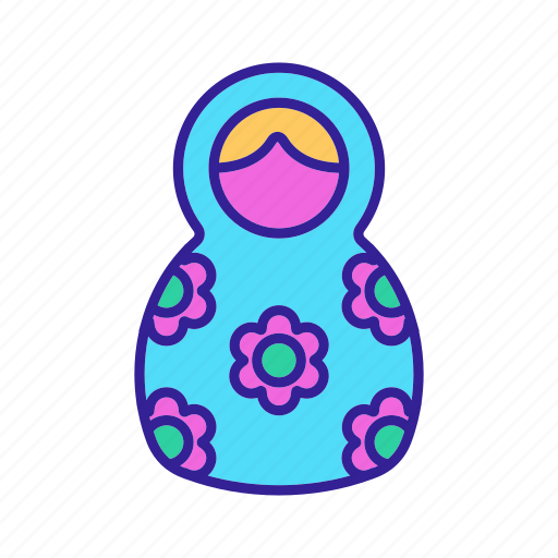Contour, culture, doll, face, matreshka, matrioshka, matryoshka icon - Download on Iconfinder