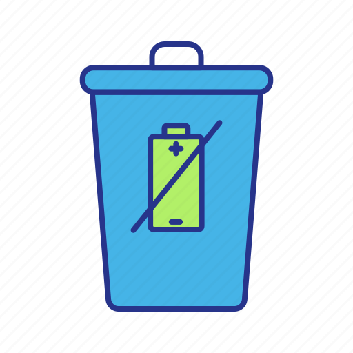 Battery disposal, ecology, environment, trash bin icon - Download on Iconfinder