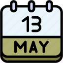 calendar, may, thirteen, date, monthly, time, and, month, schedule