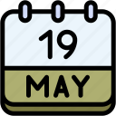 calendar, may, nineteen, date, monthly, time, and, month, schedule