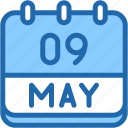 calendar, may, nine, date, monthly, time, and, month, schedule