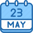 calendar, may, twenty, three, date, monthly, time, month, schedule