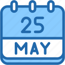 calendar, may, twenty, five, date, monthly, time, month, schedule