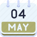 calendar, may, four, date, monthly, time, and, month, schedule