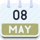 calendar, may, eight, date, monthly, time, and, month, schedule