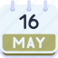 calendar, may, sixteen, date, monthly, time, and, month, schedule 