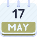 calendar, may, seventeen, date, monthly, time, and, month, schedule