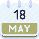 calendar, may, eighteen, date, monthly, time, and, month, schedule