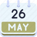 calendar, may, twenty, six, date, monthly, time, month, schedule