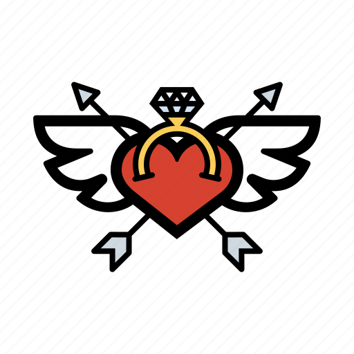 Diamond, heart, love, ring, wings icon - Download on Iconfinder