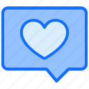 chat, message, heart, like