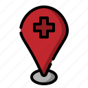 mark, navigation, hospital, location, marker