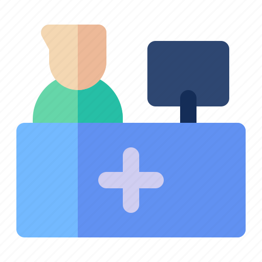 Reception, counter, service, clinic, nurse icon - Download on Iconfinder