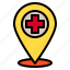 hospital, location, map, medical, pin 