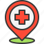 health, hospital, location, map, medical, medicine, pin 