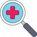 magnifying, search, medical, hospital, emergency, rescue, find, help