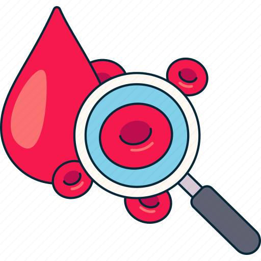 Blood, count, diagnose, magnifying, platelet, health, hemoglobin icon - Download on Iconfinder