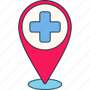 map, pin, hospital, location, address, pointer, navigation, medical