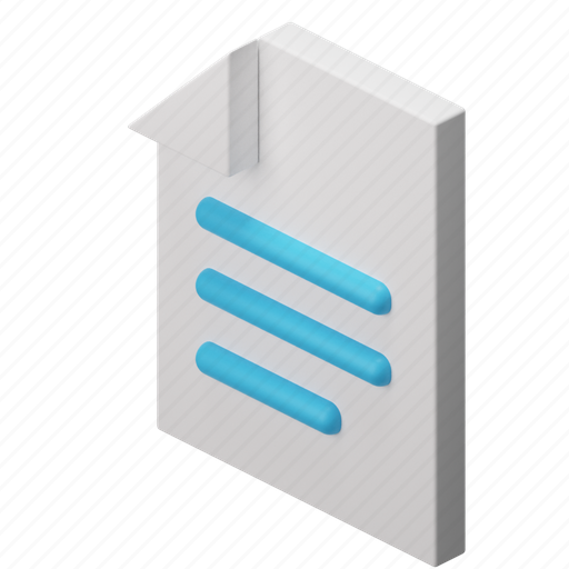 Document, file, paper, page, format 3D illustration - Download on Iconfinder
