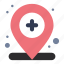 hospital, location, map, medical 