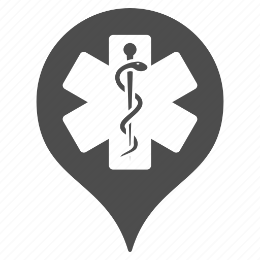 Ambulance base, clinic marker, doctor office, emergency entrance, hospital building, map pointer, medical company icon - Download on Iconfinder