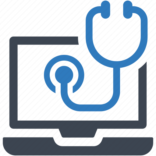 Stethoscope, phonendoscope, laptop, online, medicine icon - Download on Iconfinder