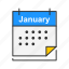 calendar, events, january, month 