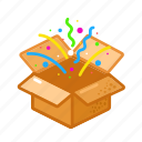 giftbox, box, fun, gift, delivery, package, fireworks