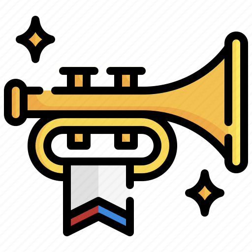 Trumpet, announcement, wind, instrument, musical, flag icon - Download on Iconfinder